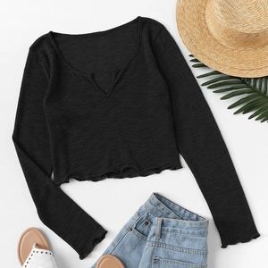 SHEIN black long sleeve crop top